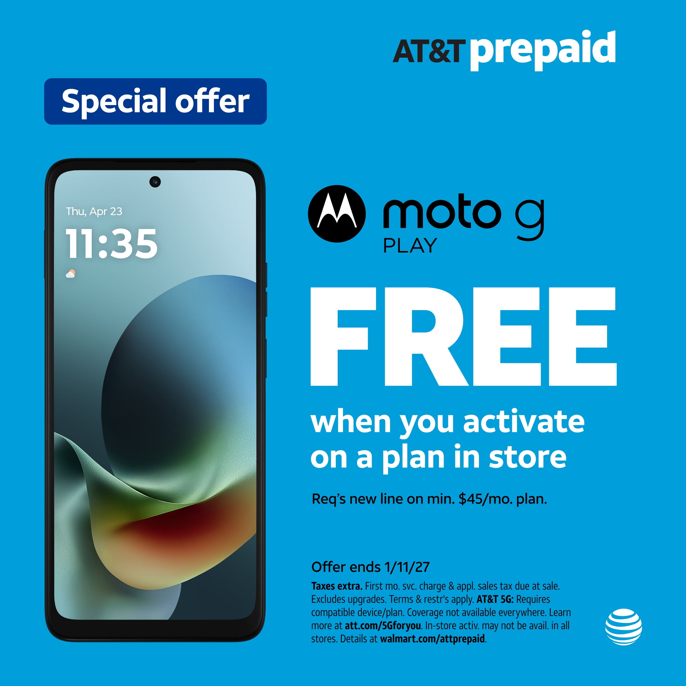 AT&T Motorola moto g Play 2026,64GB, PANTONE Tapestry - Prepaid Smartphone[Locked to AT&T]