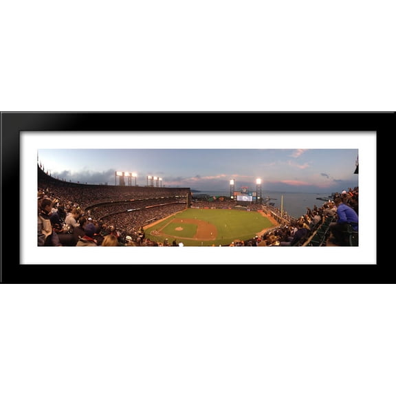 AT&T Park 40x16 Large Black Wood Framed Print Art - Home of the San Francisco Giants