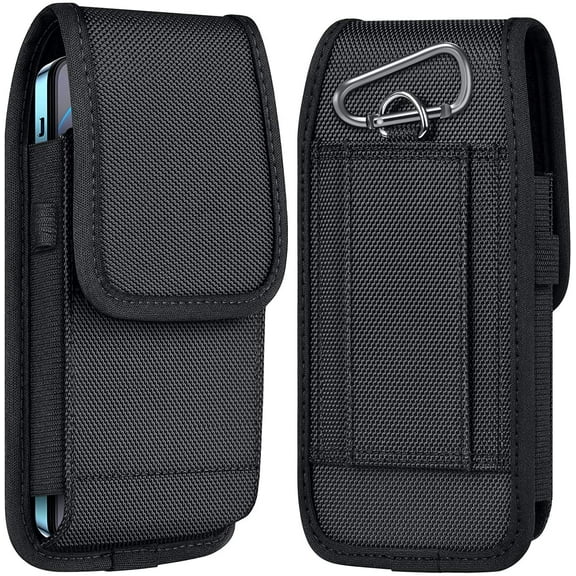AT&T Radiant Max 5G / Cricket Dream 5G / Innovate 5G / Fusion 5g Case Cell Phone Pouch Nylon Holster Case with Belt Clip Cover with Metal Clip - Black
