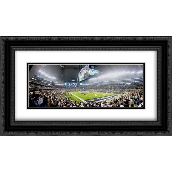 AT&T Stadium 2x Matted 24x14 Black Ornate Framed Art Print from the Stadium Series