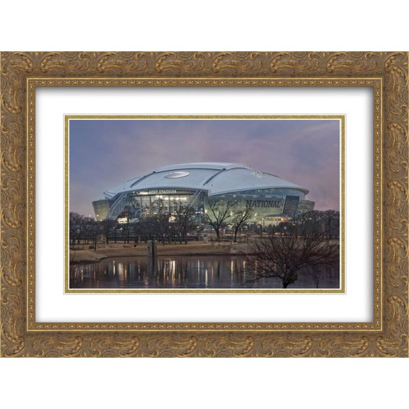 AT&T Stadium 2x Matted 24x20 Gold Ornate Framed Art Print from the Stadium Series