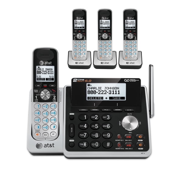 AT&T TL88102 + (3) TL88002 4 Handset Cordless Phone (2 Line) DECT 6.0
