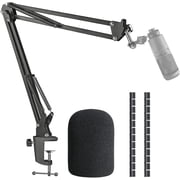 AT2020 Microphone Stand with Pop Filter, Compatible with Audio-Technica AT2020, AT2020V USB Mic Boom Arm, Computer Gaming Microphone Arm with Cable Sleeve by SUNMON