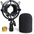 thumbnail image 1 of AT2020 Shock Mount with Pop Filter - Foam Windscreen with Microphone Shockmount Reduces Vibration Noise and Blocks Out Plosives for Audio Technica AT2020 AT2035 ATR2500 Condenser Mic by SUNMON, 1 of 7