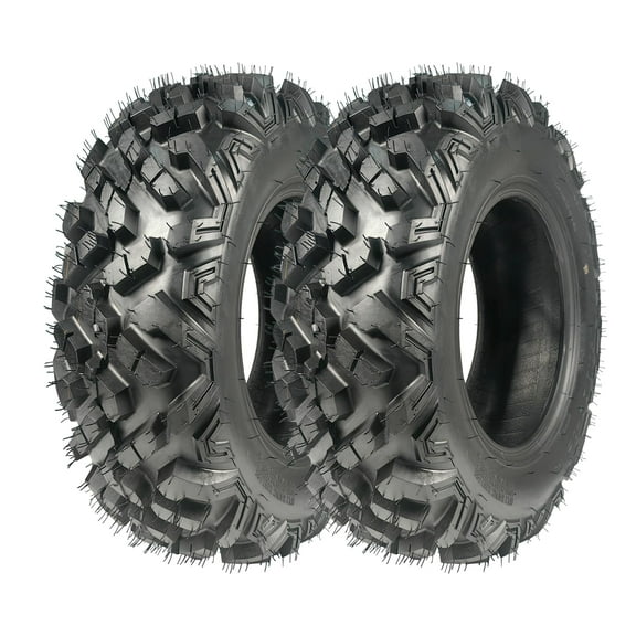 AT25x10-12 ATV/UTV Tires - Set of 2 | 6PR All-Terrain Tubeless with 18mm Deep Tread for Trail, Sand & Off-Road
