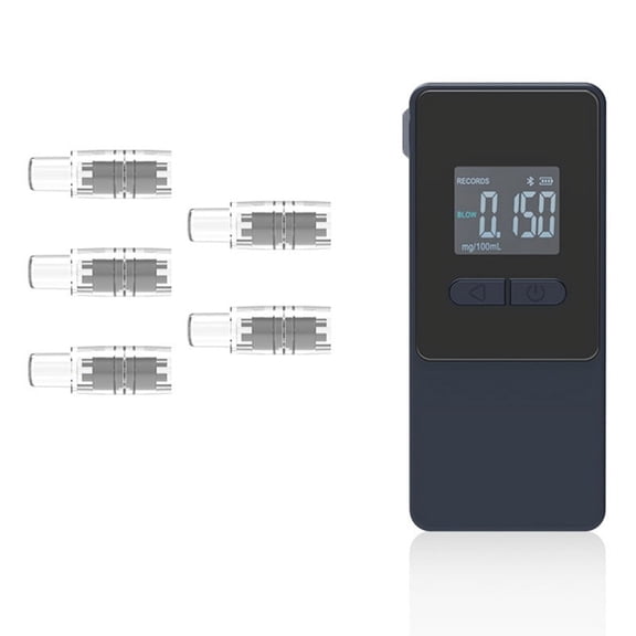 AT808 Portable Professional Alcohol Detector Bluetooth APP Exhaled Gas Detection Cell Sensor,1 x Breathalyzer,Blue Black