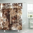 thumbnail image 1 of ATABIE Abstract Stylization Geometric Damask Vintage Monochrome in Brown White Shower Curtain 66x72 inch, 1 of 1