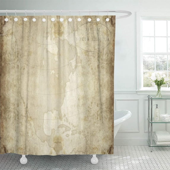 ATABIE America Columbus USA Map Day World Conquest Old Historic Shower Curtain 60x72 inch
