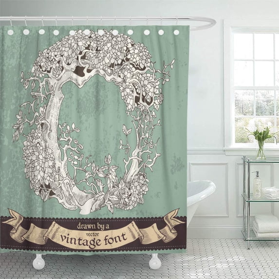 ATABIE Antique Fairy Magic Forest by Vintage O Tale Letter Shower Curtain 60x72 inch