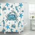 thumbnail image 1 of ATABIE Beachy Modern Beach Blue Crab Starfish Seahorse Summer Pretty Shower Curtain 60x72 inch, 1 of 1