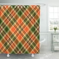 thumbnail image 1 of ATABIE Brown Chess Orange and Green Cross Pattern Yellow Diagonal Shower Curtain 66x72 inch, 1 of 1