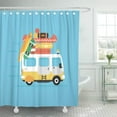 thumbnail image 1 of ATABIE Camper Vector Illustration of Vacation Van Bus Adventure Background Beach Shower Curtain 60x72 inch, 1 of 1