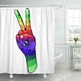thumbnail image 1 of ATABIE Colorful Casting Hand Peace and Love Sign Rainbow Colors Shower Curtain 60x72 inch, 1 of 1