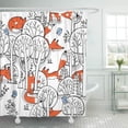 thumbnail image 1 of ATABIE Colorful Pattern of Little Fox and Birds in Forest Red Shower Curtain 60x72 inch, 1 of 1