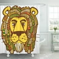 thumbnail image 1 of ATABIE Colorful Reggae Rastafarian Lion Green Beads Rastafari Shower Curtain 66x72 inch, 1 of 1