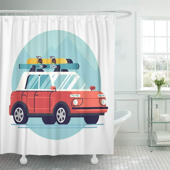 ATABIE Cool Flat Modern Crossover Vehicle Ski Rack on Top Shower Curtain 66x72 inch