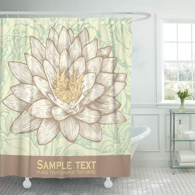 ATABIE Creative Black Flower Lotus and Abstract Floral Engraved Retro Shower Curtain 66x72 inch