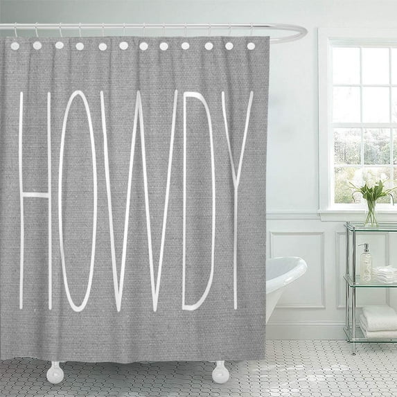 ATABIE Cute Rustic Gray Howdy Burlap Monogram Keepsake Personalized Country Shower Curtain 66x72 inch
