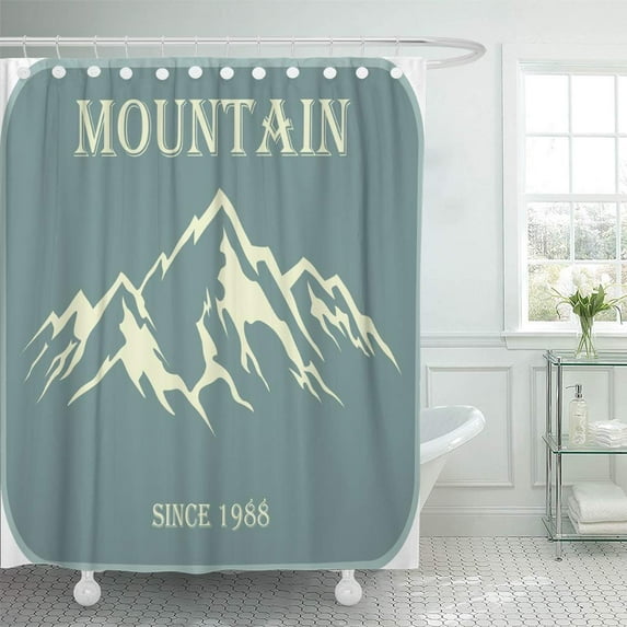 ATABIE Emblem of Mountain Climbing Symbol Adventure Hiking Badges Label Shower Curtain 60x72 inch