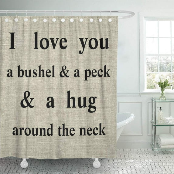 ATABIE Farmhouse I Love Bushel Peck Fixer Upper Rustic Hug Shower Curtain 60x72 inch