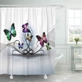 thumbnail image 1 of ATABIE Gray Butterfly Colorful Butterflies Digital Grey Modern White Fantasy Shower Curtain 66x72 inch, 1 of 1