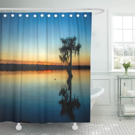 ATABIE Lake Silent Night in The Deep South Louisiana Christmas Shower Curtain 60x72 inch
