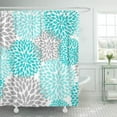 thumbnail image 1 of ATABIE Mums Turquoise Blue Gray Floral Dahlias Modern Grey Shower Curtain 60x72 inch, 1 of 1