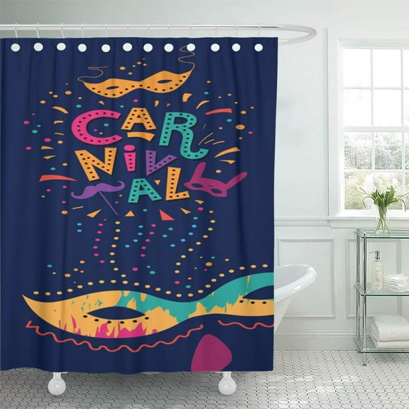 ATABIE Party Colorful America Carnival Mask Lettering Festival Brazil Celebration Shower Curtain 60x72 inch