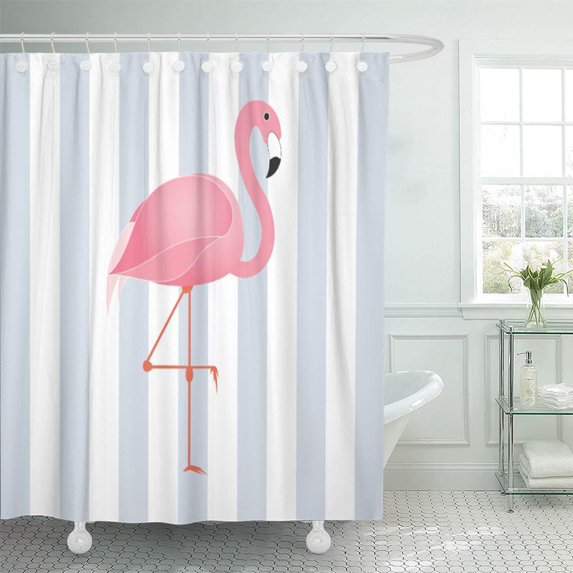 ATABIE Pink Tropical Flamingo Home Shower Curtain 66x72 inch