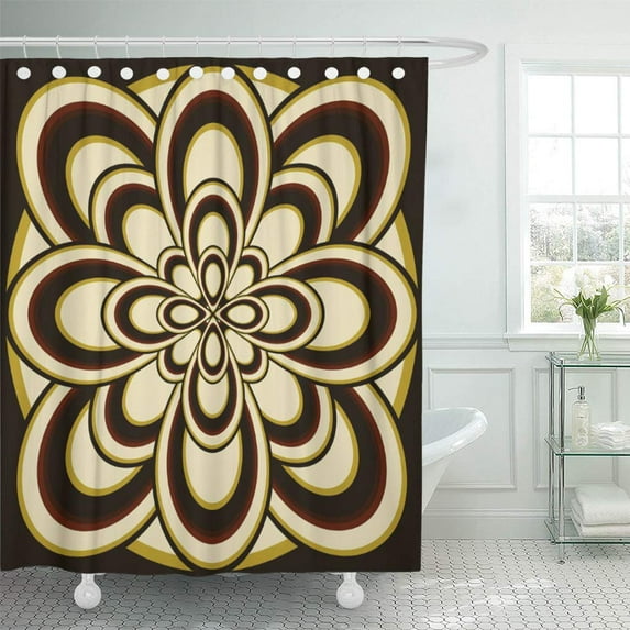 ATABIE Pretty Abstract Flower Brown Olive Green Light Shower Curtain 60x72 inch