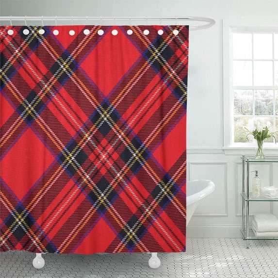 ATABIE Red Black Royal Stewart Clan Tartan Scotland Scottish Scotch Shower Curtain 66x72 inch