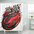 thumbnail image 1 of ATABIE Red Race Speeding Racing Car Checkered Flag Racetrack Orange Shower Curtain 60x72 inch, 1 of 1