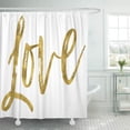 thumbnail image 1 of ATABIE Sleep Love Faux Gold Saying House White Inspiration Shower Curtain 66x72 inch, 1 of 1