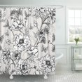 thumbnail image 1 of ATABIE Summer Monochrome Vintage Floral Blooming Poppies Cornflowers Ladybird Bumblebee Shower Curtain 66x72 inch, 1 of 1