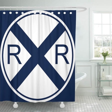 ATABIE Transportation Train Railroad Crossing in Nursery Kids Room Shower Curtain 66x72 inch