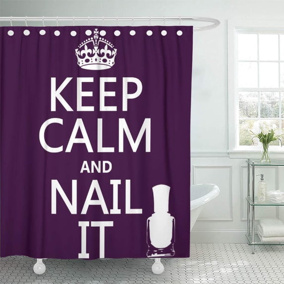 ATABIE Varnish Keep Calm and Nail It Technician Beauty Salon Shower Curtain 66x72 inch
