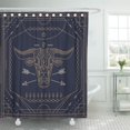 thumbnail image 1 of ATABIE Vintage Thin Line Bull Label Retro Graphic Badge Emblem Shower Curtain 60x72 inch, 1 of 1