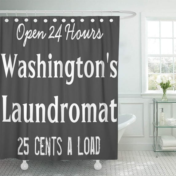 ATABIE Wall Laundry Room Chalkboard Laundromat Sign Vintage Retro Shower Curtain 60x72 inch