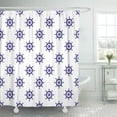 thumbnail image 1 of ATABIE White Sailor Nautical Pattern Ship Wheels for Birthday Blue Shower Curtain 66x72 inch, 1 of 1