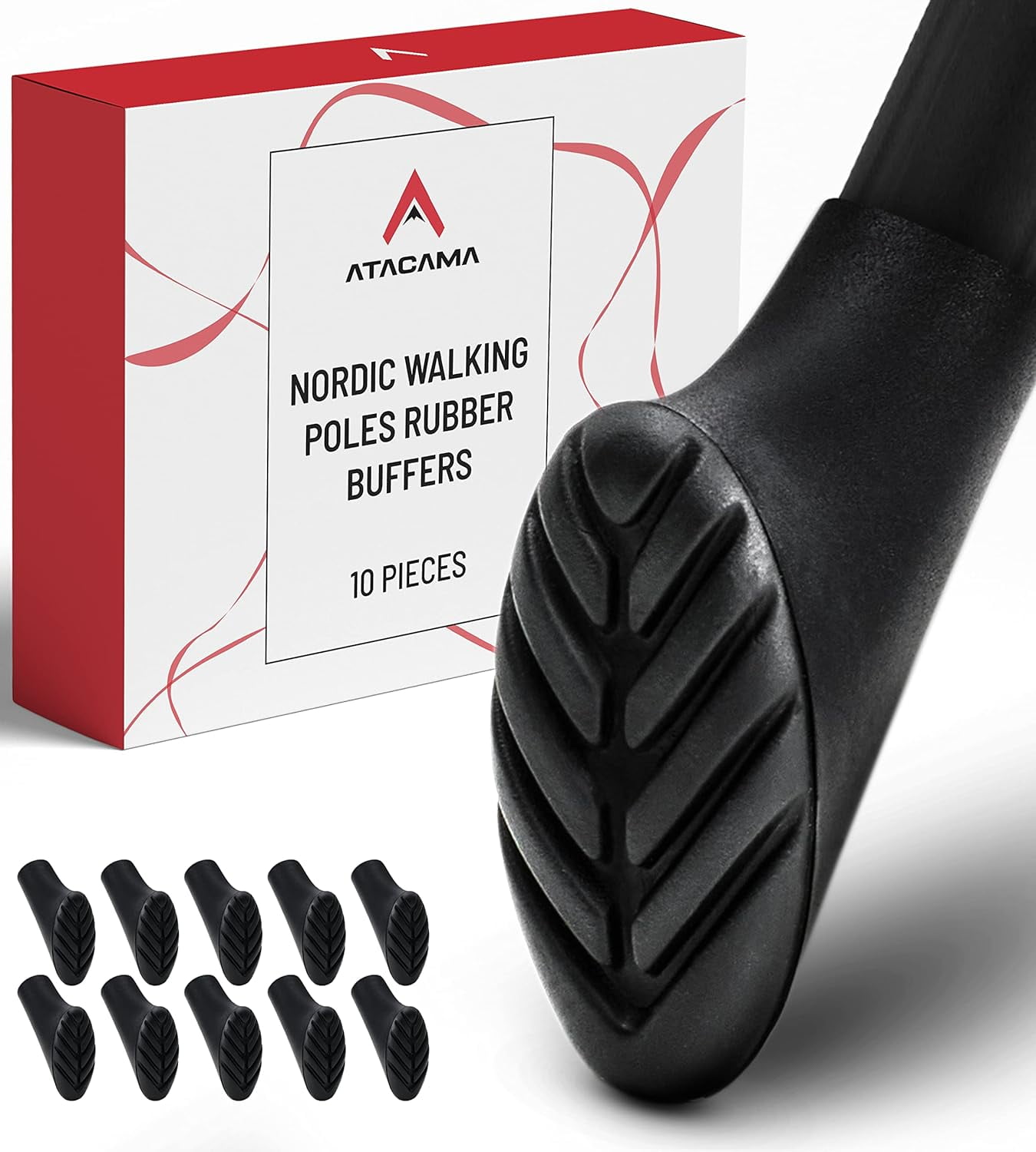 ATACAMA 10 Rubber Tips for Walking Sticks Hiking Pole Tips Extra Grip
