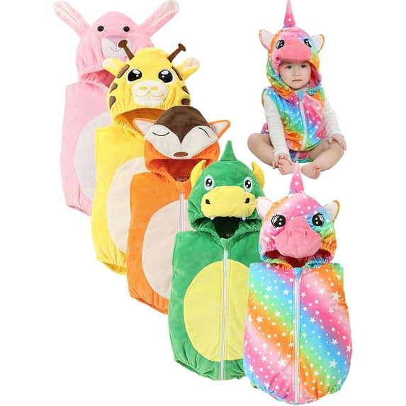 ATAIKU 0-24M Baby Girl Unicorn Flannel Romper for Halloween Christmas Infant Hooded Outfits