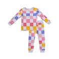 thumbnail image 1 of ATAIKU 12M-6Y Toddler Bamboo Pajamas Set, Baby Kids Girl Checkerboard Snug Fit Long Sleeve Sleepwear 4-5 Years, 1 of 8