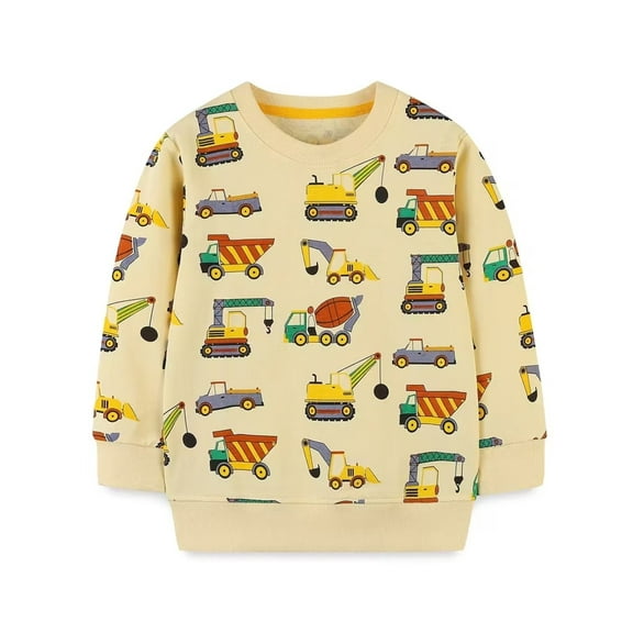 ATAIKU 2-7Y Toddler and Little Boys Excavator Sweatshirts Cotton Long Sleeve Pullover Crewneck Tops for Kids Boy