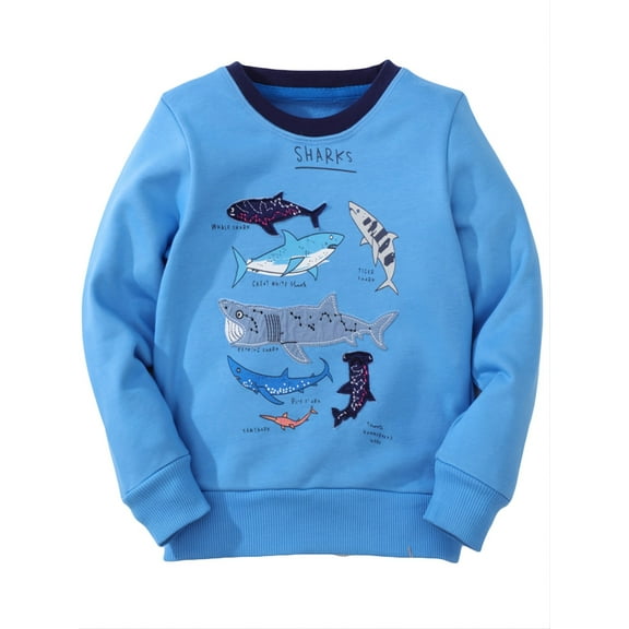 ATAIKU 2-7Y Toddler and Little Boys Sea Shark Sweatshirts Cotton Long Sleeve Pullover Crewneck Tops for Kids Boy