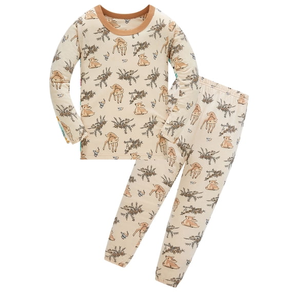ATAIKU 2-8Y Toddler Little Girls 2-Piece Pajama Set, Reindeer Tops and Pants, 100% Cotton Sleepwear Pjs for Kids