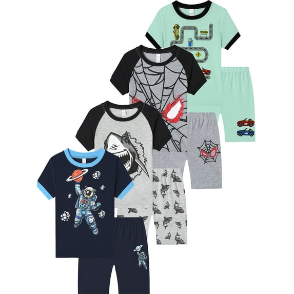 ATAIKU 2-9Y Little Boys Short Sleeve Top and Shorts Astronaut 2 Piece Pajama Set