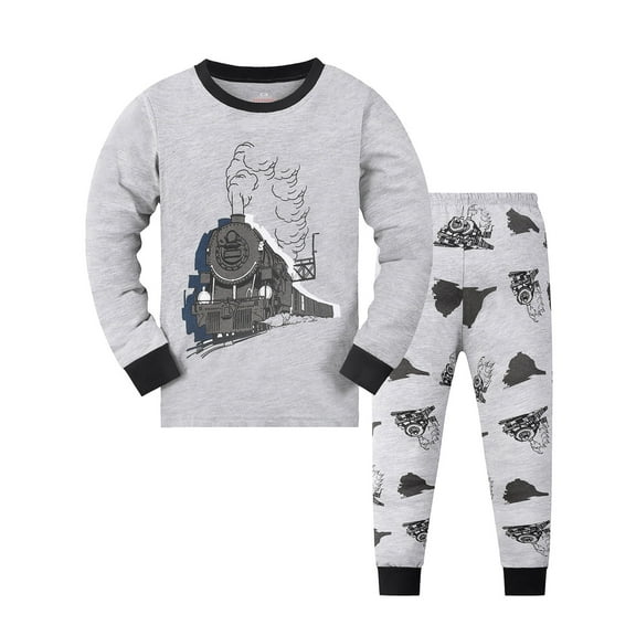 ATAIKU 2-9Y Toddler Boys Pajamas Kids 2-Piece Pjs Baby Train Long Sleeve Sleepwear Sets 3T