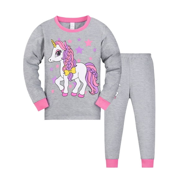 ATAIKU 2-9Y Toddler Girls Unicorn Pajamas Baby 2-Piece Pjs Cotton Long Sleeve Sleepwear Sets 2T