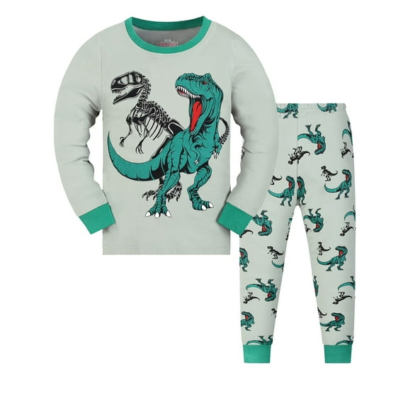 ATAIKU 2-9Y Toddler and Little Boys Pajamas Set Soft 100% Viscose PJs Kids Boys Long Sleeve Dinosaur 2-Piece Sleepwear