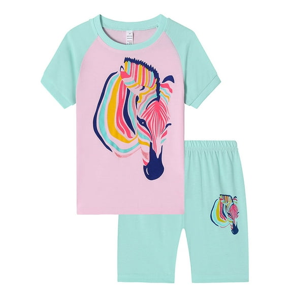 ATAIKU 2-Piece Summer Pajamas for Toddler and Little Girls Unicorn Short Sleeve Cool PJs Set Kid Size 2-9Y